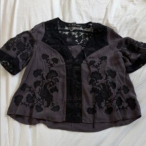 For Love And Lemons Black and Gray Lace Blouse